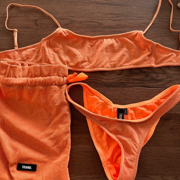 Sparkly Apricot Triangl Bikini with matching Bag - Picture 1 of 3